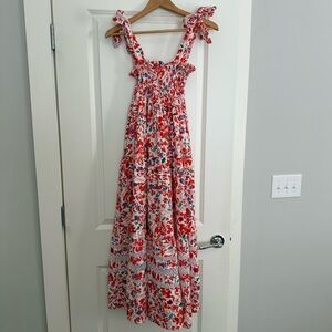 Mi Golondrina Pink Floral Jardín Rojo Valeria Dress